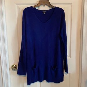 Mercer & Madison Long Sleeve Sweater Dress with Front Pockets Blue Size Large